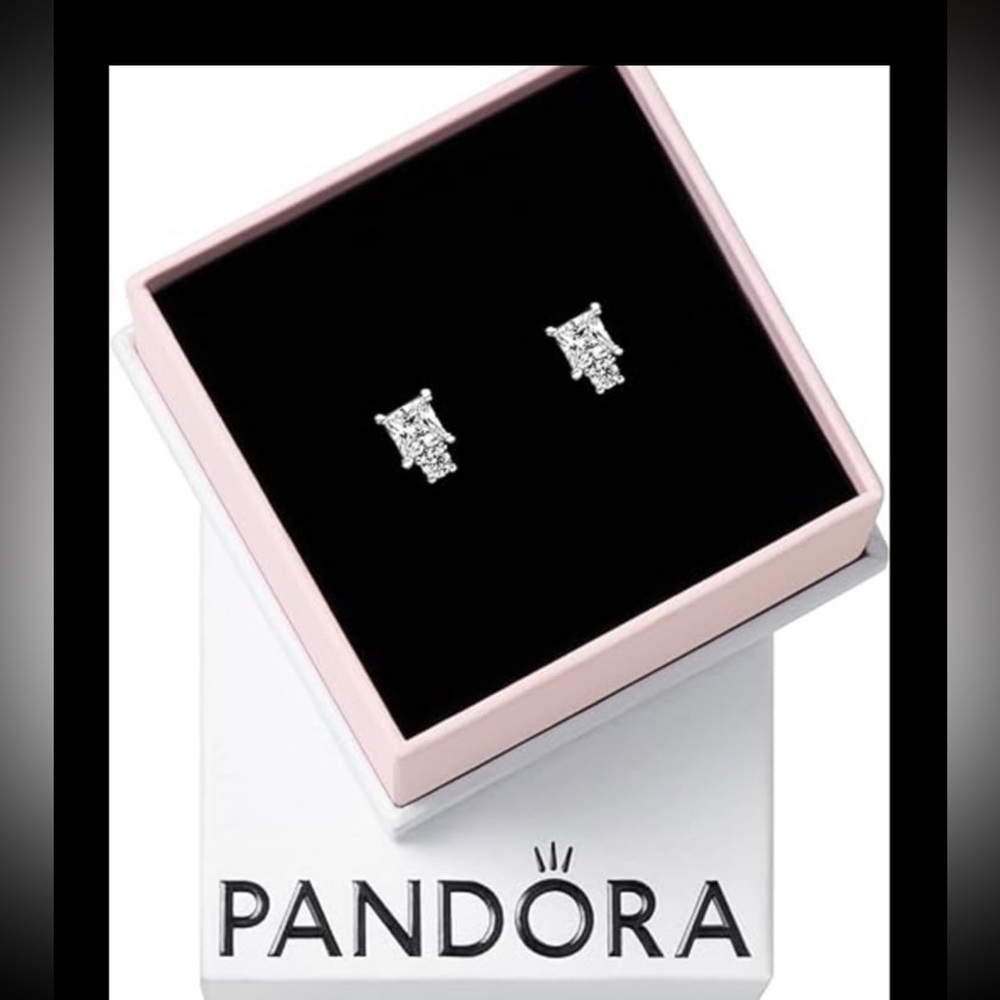 Pandora sparkling round and square stud earrings